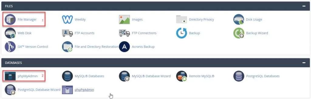 file-manager-dan-phpmyadmin-di-cpanel